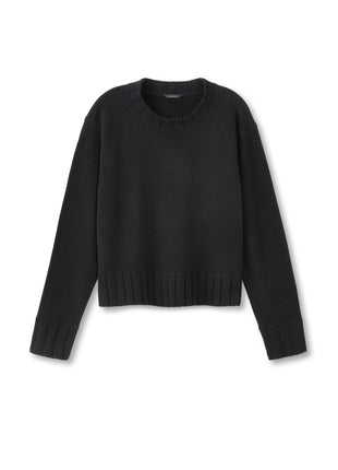 Cashmere-Blend Crewneck Sweater (Black)-0
