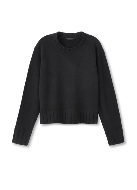Cashmere-Blend Crewneck Sweater (Black)-0