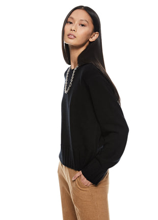 Cashmere-Blend Crewneck Sweater (Black)-3