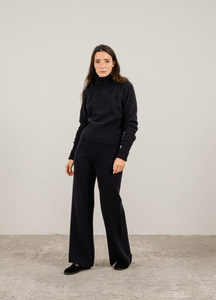 Cashmere Mix Roll-Up Cuff Turtleneck Sweater