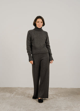 Cashmere Mix Roll-Up Cuff Turtleneck Sweater