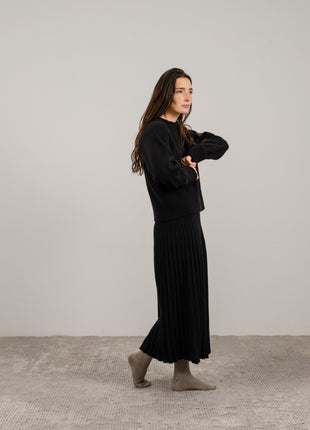 Cashmere Mix Roll-Up Cuff Crewneck Sweater-14