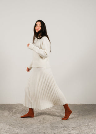 Cashmere Mix Roll-Up Cuff Crewneck Sweater-5