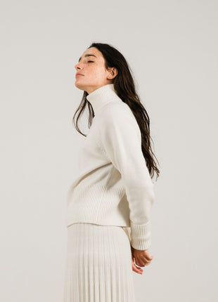 Cashmere Mix Roll-Up Cuff Turtleneck Sweater