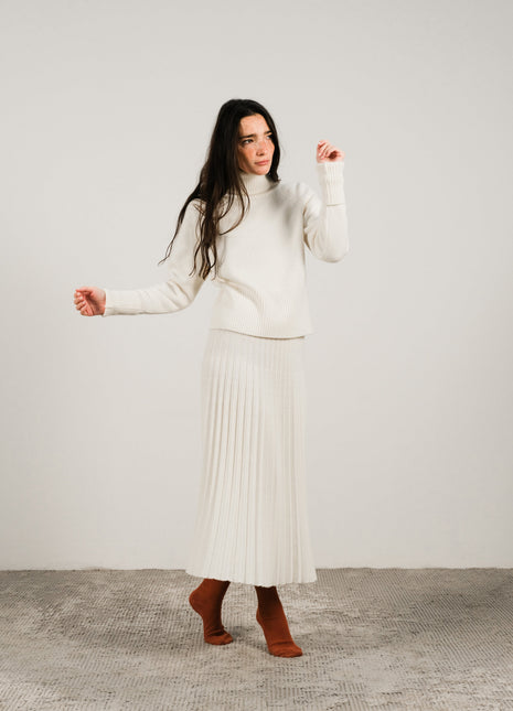 Cashmere Mix Roll-Up Cuff Turtleneck Sweater