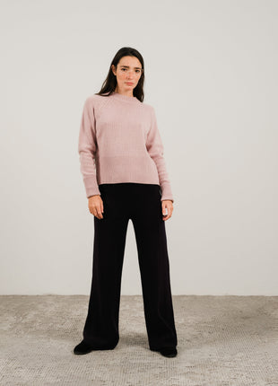 Cashmere Mix Roll-Up Cuff Crewneck Sweater-9