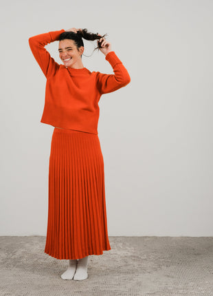 Cashmere Mix Roll-Up Cuff Crewneck Sweater-8