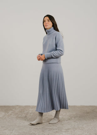 Cashmere Mix Roll-Up Cuff Turtleneck Sweater