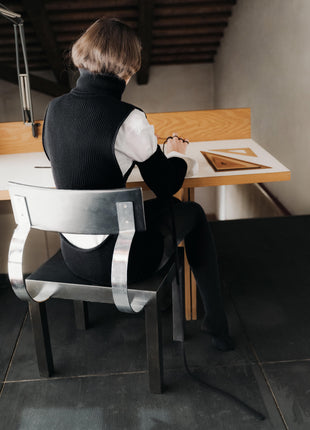 Extra Fine Merino Wool Cropped Turtleneck with Horn Buttons