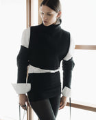 Extra Fine Merino Wool Cropped Turtleneck with Horn Buttons