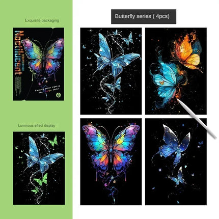 4Pcs DIY Luminous Scratch Painting Set - Creative Glow-in-the-Dark Art for Kids, Perfect Educational Gift!
