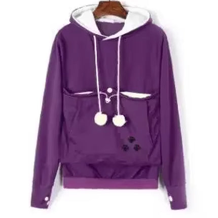 2023 Trendy Cat Lovers Hoodie with Ears & Cuddle Pouch - Cozy Kangaroo Pullover Sweatshirt for Pets