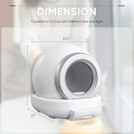Revolutionary Automatic Self-Cleaning Cat Litter Box with Smart App Control - Effortless Pet Care in Sleek White Design