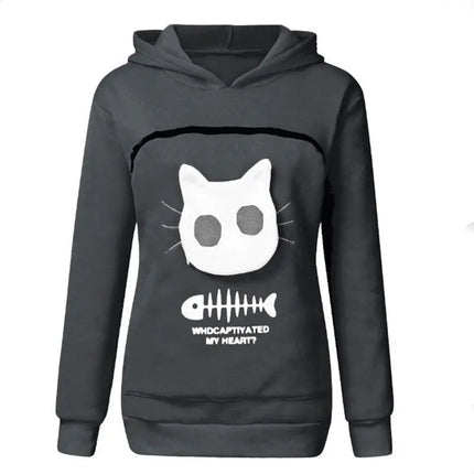 Cozy Cat Lovers Hoodie with Paw Print Pouch - Perfect for Cuddling Your Pet!