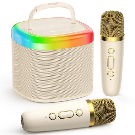JYX D17 Wireless Portable Karaoke Speaker with 2 Wireless Microphones and RGB Light Show, Ideal for Kids, Travel, Outdoor Sports, Dorms, Parties, Birthdays, and Family Fun – a Great Gift Choice