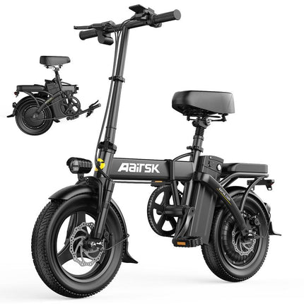 Aairks Electric Bike for , Folding Ebike 14" E-Bike, 48V 20Ah/15Ah/10Ah Removable Battery, 22MPH Speed, UL 2849 Certified, 40 Miles PAS Range Mini E Bikes， E Bike，Folding Ebike, Bicicleta Electrica
