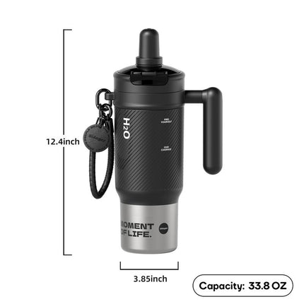 Sidagar 33.8Oz Stainless Steel Leak-Proof Thermos Cup with Non-Slip Pad, Portable Watertight Straw, Easy-Clean Design - Ideal Summer Water Bottle to Keep Drinks Cold