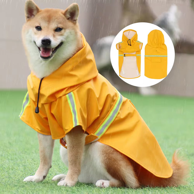 Stylish Waterproof Pet Poncho Raincoat for Dogs - Reflective & Breathable, Sizes S-5XL