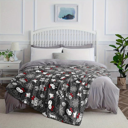 Cozy Up with Our Fun Halloween Hello Kitty Plush Blanket - Perfect for Home, Office, Camping & Travel (80"x60")