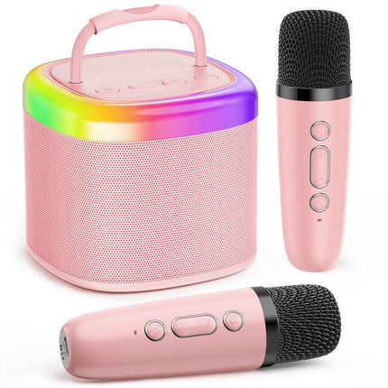 JYX D17 Wireless Portable Karaoke Speaker with 2 Wireless Microphones and RGB Light Show, Ideal for Kids, Travel, Outdoor Sports, Dorms, Parties, Birthdays, and Family Fun – a Great Gift Choice