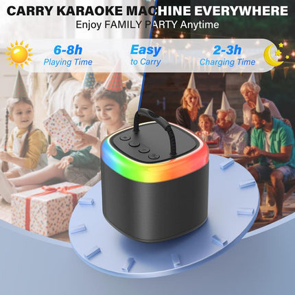 JYX D17 Wireless Portable Karaoke Speaker with 2 Wireless Microphones and RGB Light Show, Ideal for Kids, Travel, Outdoor Sports, Dorms, Parties, Birthdays, and Family Fun – a Great Gift Choice