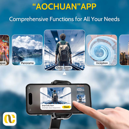 Xproblack 3-Axis Smartphone Gimbal Stabilizer with OLED Screen & LED Lights for Android & iPhone