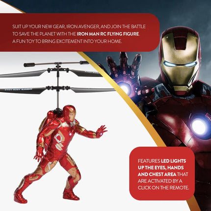 MARVEL Avengers Remote Control Helicopter - Iron Man, Captain America, Hulk, Spider-Man, Deadpool & Wolverine with LED Lights & Twin Rotors for Ultimate Stability