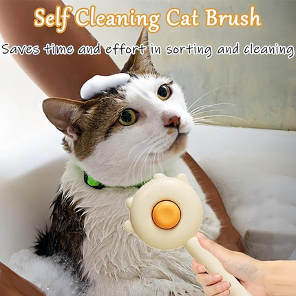 Ultimate Self-Cleaning Grooming Brush for Dogs & Cats - Effortless Pet Hair Removal, Undercoat Shedding, and Relaxing Massage Tool for Pet Lovers