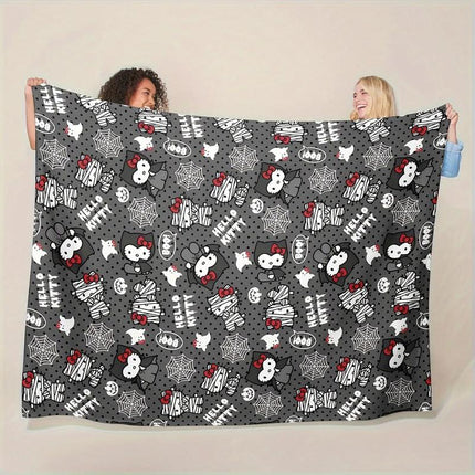 Cozy Up with Our Fun Halloween Hello Kitty Plush Blanket - Perfect for Home, Office, Camping & Travel (80"x60")