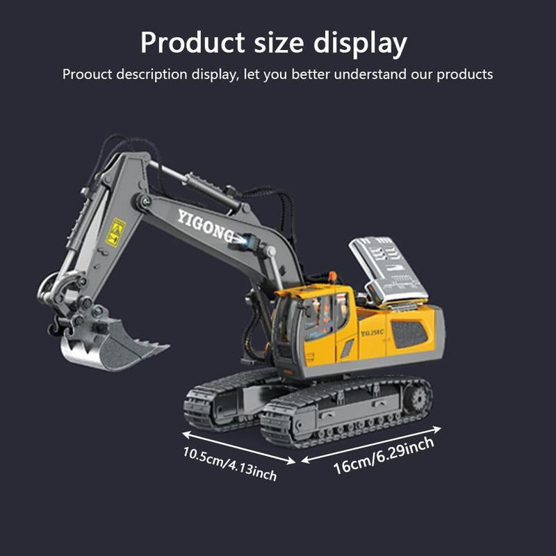 Summer Remote Control Excavator Toys, 1 Set 11-Channel Engineering Truck with Music & Metallic Shovel, Construction Vehicle Toys, Excavator Kids Toys Room Decor, Decorative Boys Room Accessories, Gift for Boyfriend, Men'S Gift, Playtime