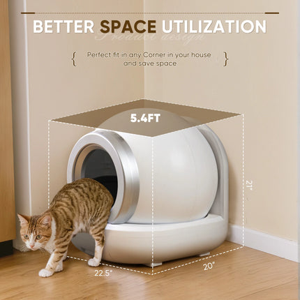 Revolutionary Automatic Self-Cleaning Cat Litter Box with Smart App Control - Effortless Pet Care in Sleek White Design