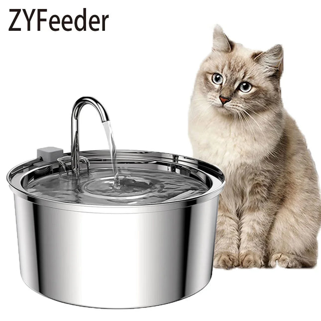 Elevate Your Pet's Hydration with the Stainless Steel Automatic Water Fountain - Mute USB Electric Drinking Bowl for Cats and Dogs