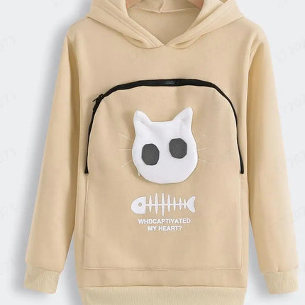 Cozy Cat Lovers Hoodie with Paw Print Pouch - Perfect for Cuddling Your Pet!