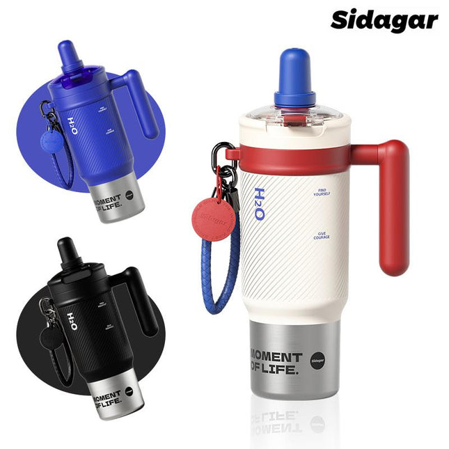 Sidagar 33.8Oz Stainless Steel Leak-Proof Thermos Cup with Non-Slip Pad, Portable Watertight Straw, Easy-Clean Design - Ideal Summer Water Bottle to Keep Drinks Cold