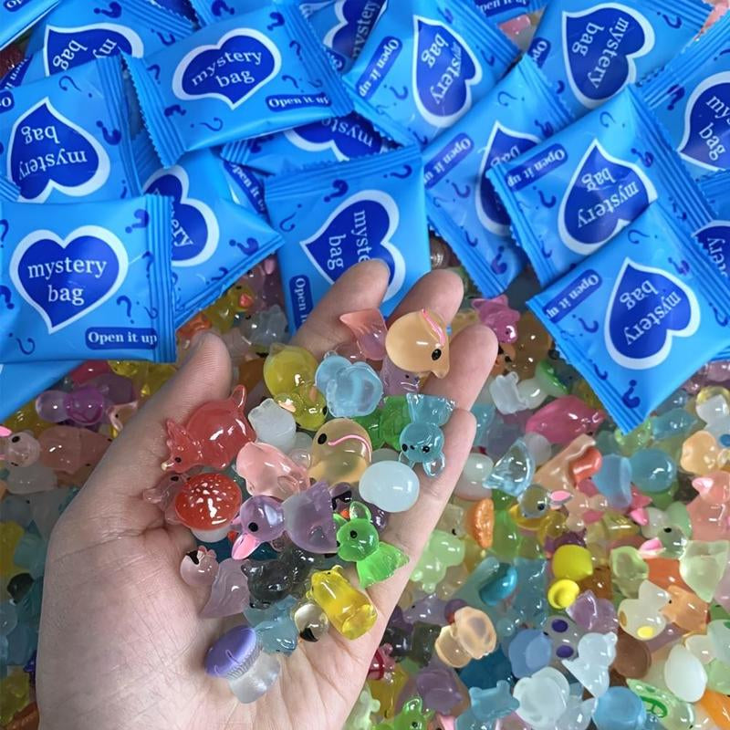Enchanting Mini Glow-in-the-Dark Animal Resin Models - Surprise Mystery Bag for Dollhouse, Fairy Garden, and Crafting Fun! Perfect Birthday Gift & Unique Ornaments!