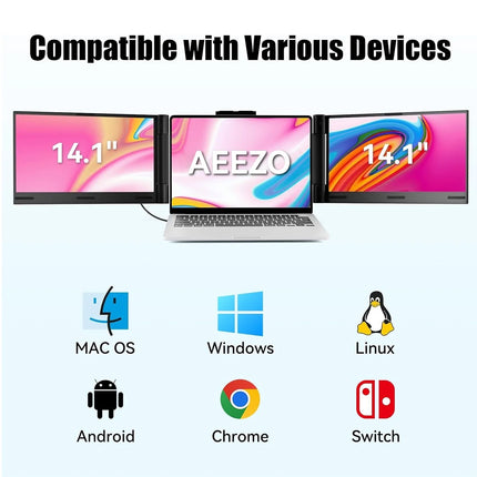 Enhance Your Productivity with the 14-Inch 1080P IPS Laptop Screen Extender – Portable, Rotatable, and Compatible with All Major Devices