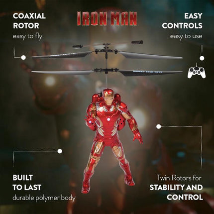 MARVEL Avengers Remote Control Helicopter - Iron Man, Captain America, Hulk, Spider-Man, Deadpool & Wolverine with LED Lights & Twin Rotors for Ultimate Stability