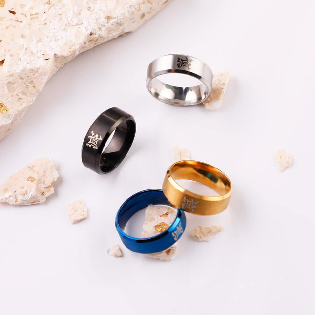 4 Pcs Demon Slayer Rings Set Anime Rings Demon Slayer Cosplay Jewelry (10)