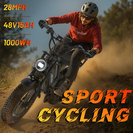 Experience the Thrill of the Fat Tire E-Bike: 48V 1500WH Battery, 25MPH Speed, and 28-Mile Range for Adventurous Commuting!