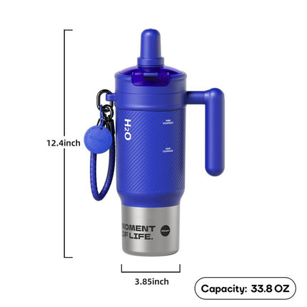 Sidagar 33.8Oz Stainless Steel Leak-Proof Thermos Cup with Non-Slip Pad, Portable Watertight Straw, Easy-Clean Design - Ideal Summer Water Bottle to Keep Drinks Cold