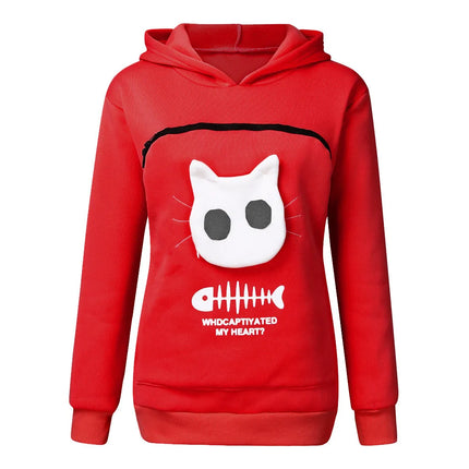 Cozy Cat Lovers Hoodie with Paw Print Pouch - Perfect for Cuddling Your Pet!
