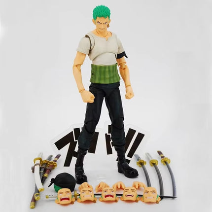 Anime One Piece Roronoa Zoro past Blue Variable Articulated Boxed 18Cm PVC Action Figure Collection Model Doll Toys