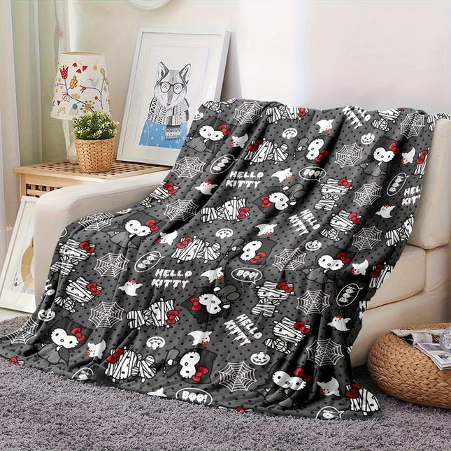 Cozy Up with Our Fun Halloween Hello Kitty Plush Blanket - Perfect for Home, Office, Camping & Travel (80"x60")