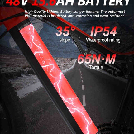 Red 500W Electric Ebike - 27.5 Inch Electric Mountain Bicycle 48V 27 Speed - Bafang Motor