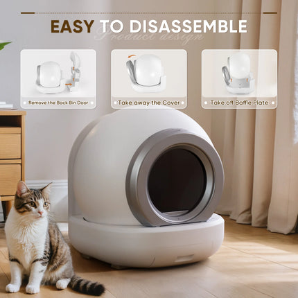 Revolutionary Automatic Self-Cleaning Cat Litter Box with Smart App Control - Effortless Pet Care in Sleek White Design
