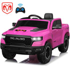 RAM 1500 Pink Ride-On Truck for Kids - 12V Electric Car with Remote Control, 4-Wheel Suspension, Safety Belt, Music, Bluetooth & LED Lights - Perfect for Boys & Girls Ages 3-5!