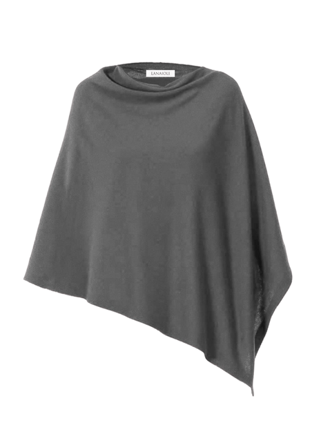 Women's asymmetrical cape in extra-fine merino wool, cashmere and silk